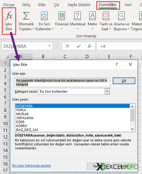 Fonksiyon Çubuğu ve Fonksiyonlar