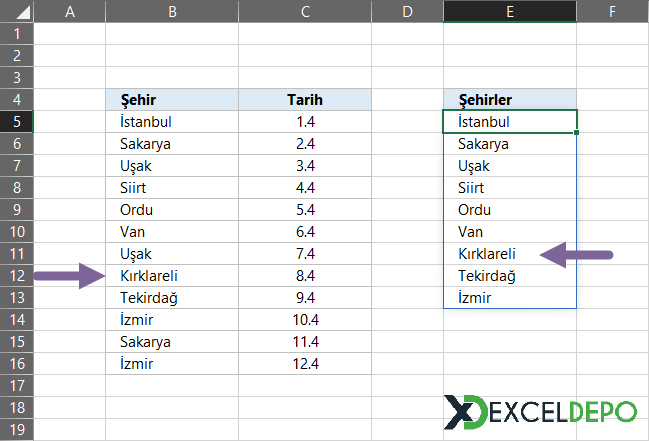 Otomatik güncellenen BENZERSİZ formülü