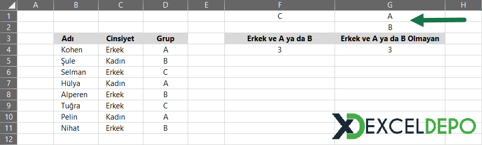 İki Ayrı Kriterli Veri Sayma