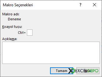 Makro Seçenekleri Penceresi