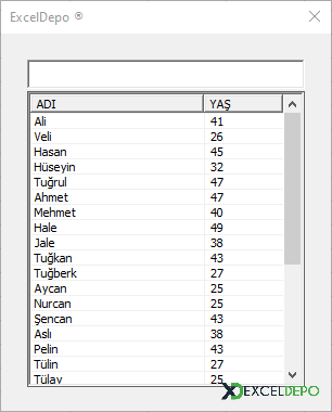 TextBox ile ListView'de Veri Filtreleme