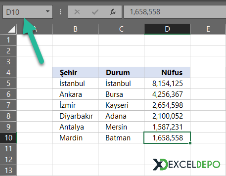 Bir Aralıktaki Son Hücrenin Adresini Bulma