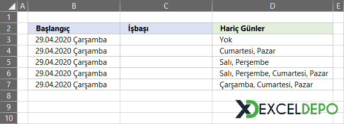 Başlangıç İşbaşı Tarihi Hesaplamaları