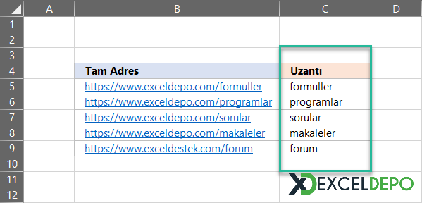 Web Adresinin Uzantısını Alma