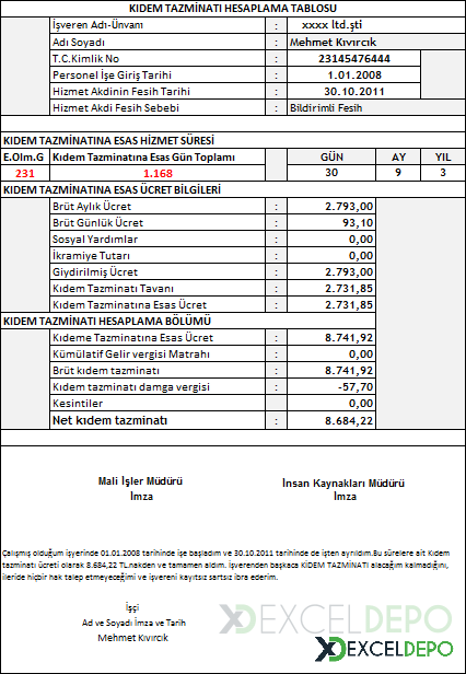 Kıdem İhbar Hesaplama Programı