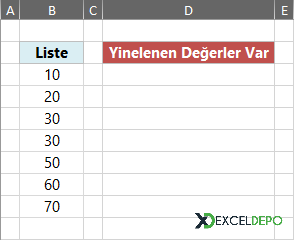 Yinelenen Değer Var