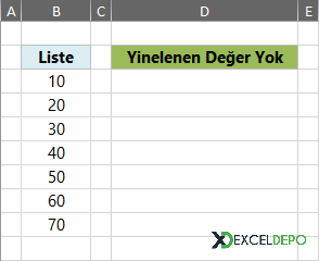 Yinelenen Değer Yok