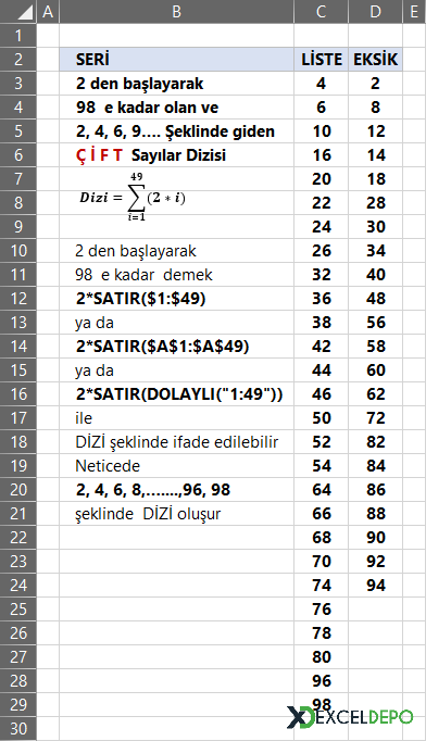 Çift Sayılardan Eksik Olanları Bulmak