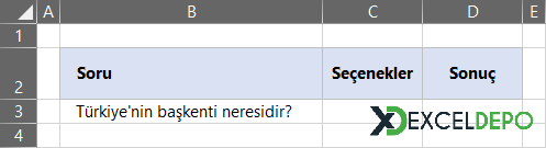 Excel Formül ile Hücre Renklendirme Tablosu