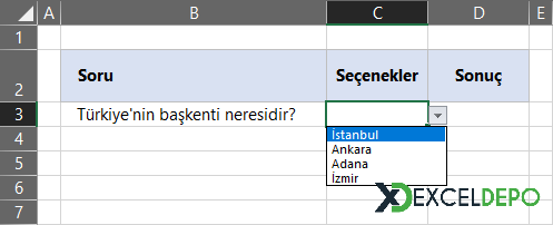 Excel Formül ile Hücre Renklendirme Seçenekler