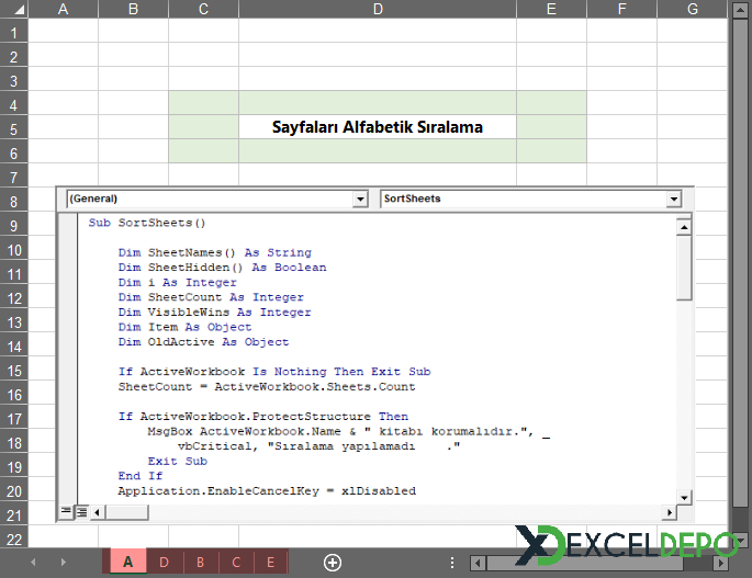 Sayfaları Alfabetik Sıralama