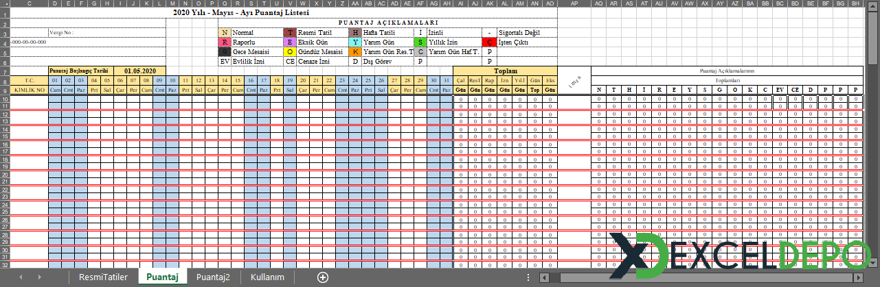 İşçi Puantaj Takip Hesaplaması