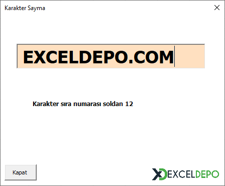 TextBox Nesnesinin Karakter Sayısını Bulma