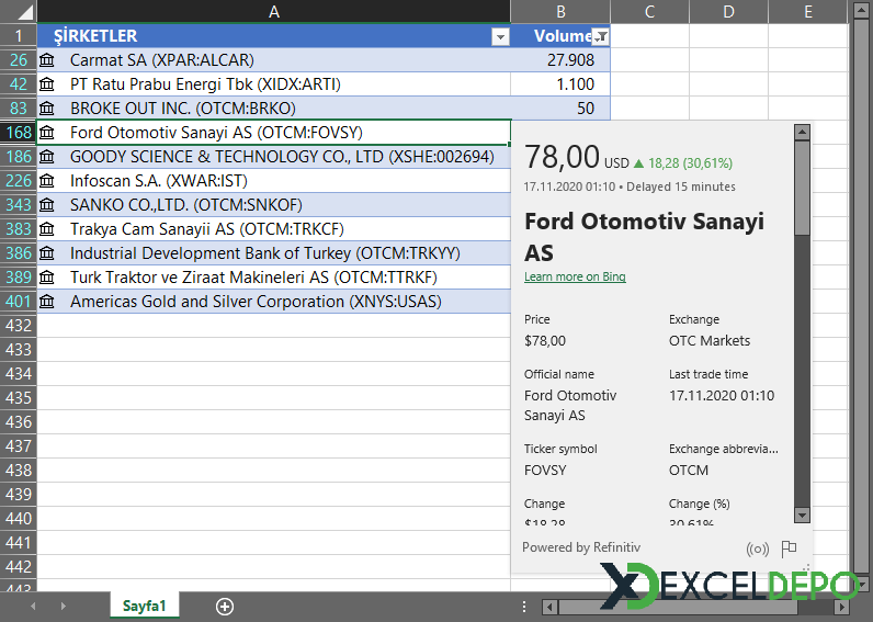 Borsa Takip Excel