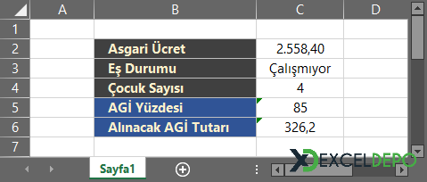 Asgari Geçim İndirimi Hesaplama Formülü