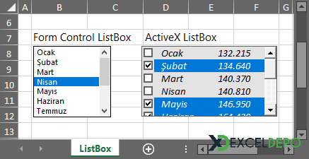 Sayfa Üzerinde ListBox
