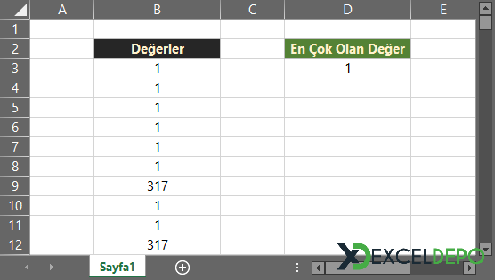 Excel En Çok Tekrar Eden Değer Excel En Çok Tekrar Eden Değer