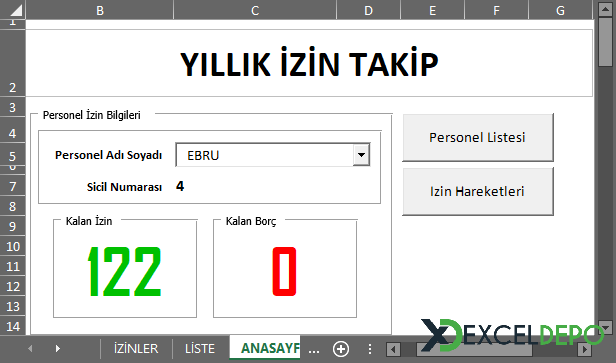 Yıllık İzin Çizelgesi Yıllık İzin Çizelgesi