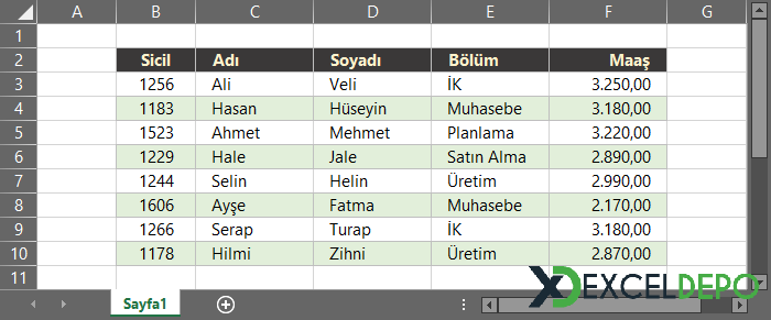 Satır Renklerini Farklılaştırma