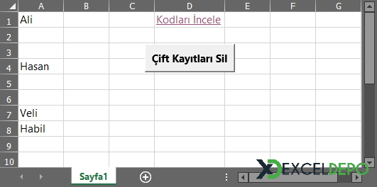 Sütunlardaki Çift Kayıtları Silme Sütunlardaki Çift Kayıtları Silme