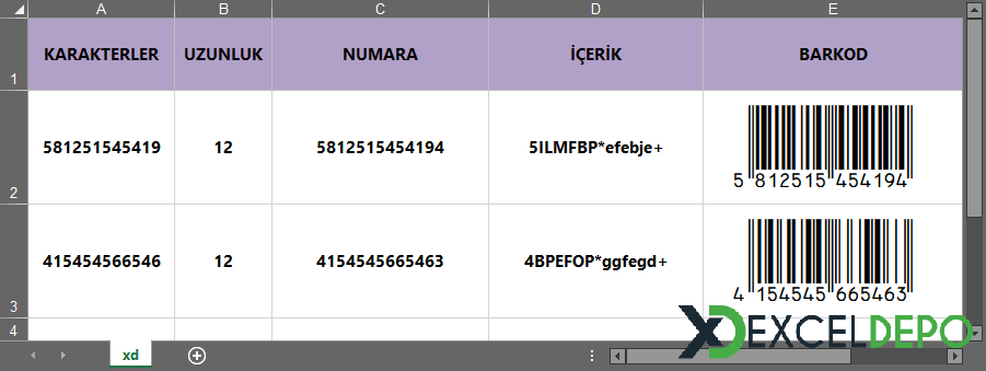 Excel Barkod Oluşturma