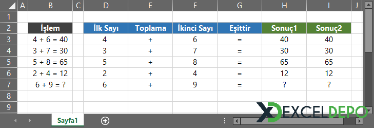 Excel ile Mantıksal İşlem Kurgusu