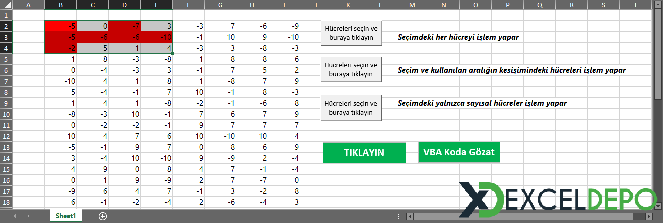Excelde Negatif Sayıları Renklendirme Excelde Negatif Sayıları Renklendirme
