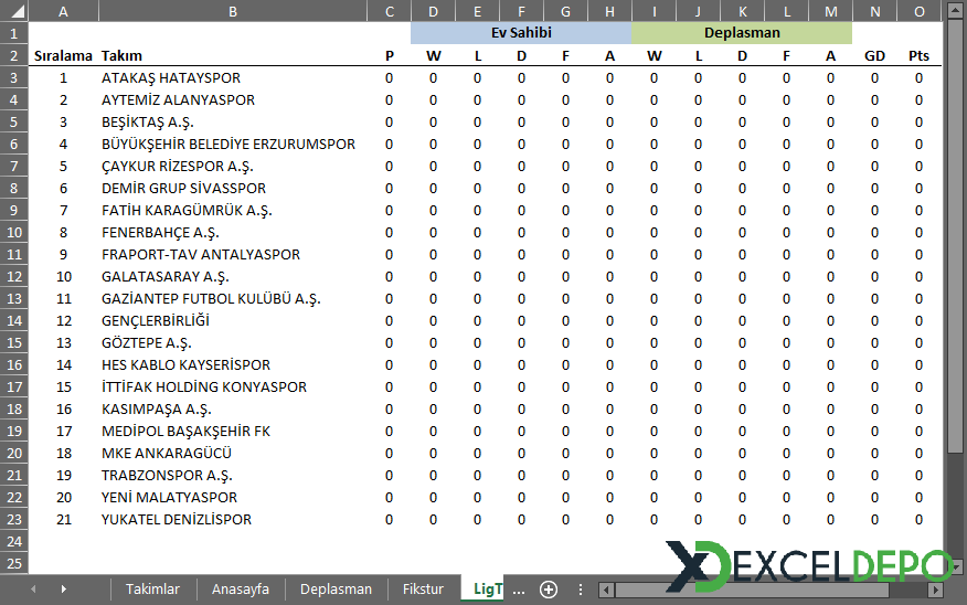 Excel ile Maç Fikstürü Oluşturma Excel ile Maç Fikstürü Oluşturma