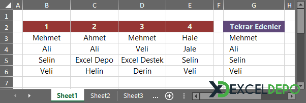 Excel Tekrar Edenleri Bulma Excel Tekrar Edenleri Bulma