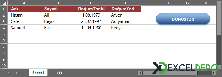 Excel Dosyasını HTML Biçimine Dönüştürme Excel Dosyasını HTML Biçimine Dönüştürme