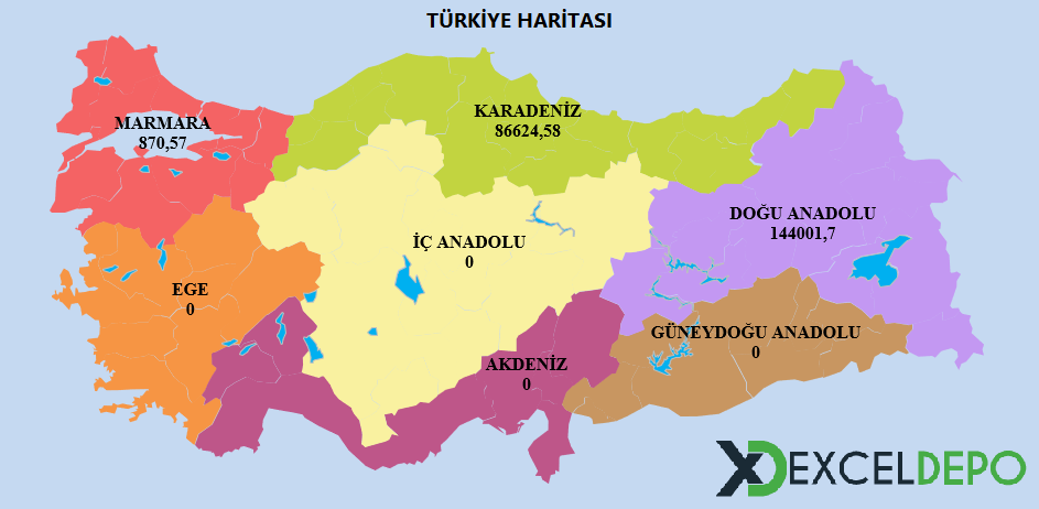 Excel Sayfasında Türkiye Haritası