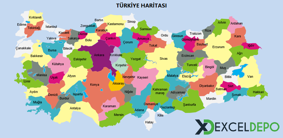 Excel Sayfasında Türkiye Haritası Excel Sayfasında Türkiye Haritası