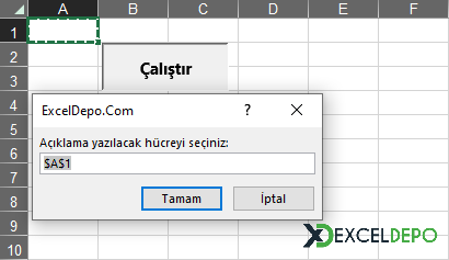 InputBox Nesnesinden Hücreye Açıklama Ekleme InputBox Nesnesinden Hücreye Açıklama Ekleme