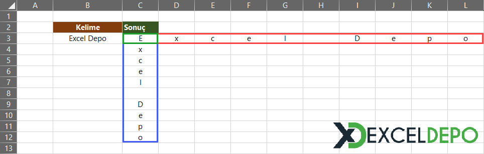 Metni Satır ve Sütunlarda Harflere Ayırma Metni Satır ve Sütunlarda Harflere Ayırma