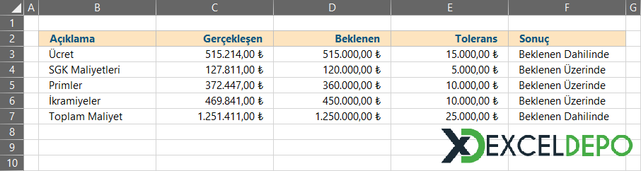 Beklenen ve Gerçekleşen Karşılaştırması Yapma Beklenen ve Gerçekleşen Karşılaştırması Yapma