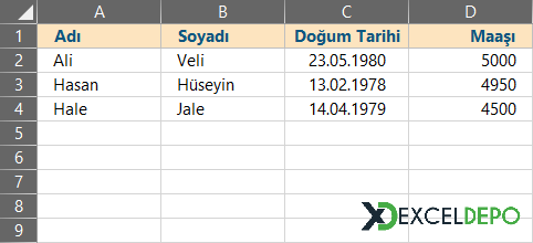Sütunları Alt Alta Ekleme Sütunları Alt Alta Ekleme