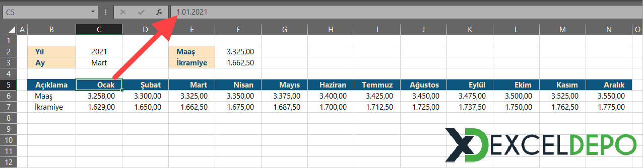 Metin Biçimindeki AY İsmini Tarihlerde Arama