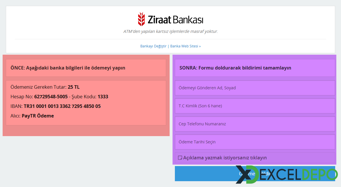 Ödeme Bildirim Formu Ödeme Bildirim Formu
