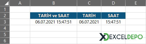 Tarih ve Saat Değerini Ayrı Ayrı Yazdırma Tarih ve Saat Değerini Ayrı Ayrı Yazdırma