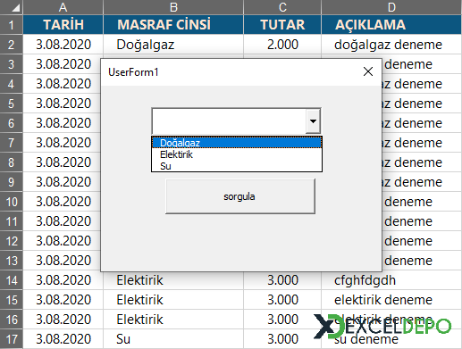 ADO ile Süzme Örneği ADO ile Süzme Örneği