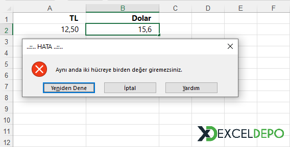 Bir Satırın Sadece Tek Hücresine Yazabilme Bir Satırın Sadece Tek Hücresine Yazabilme