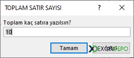 Satır Sayısının Giriş Ekranı Satır Sayısının Giriş Ekranı