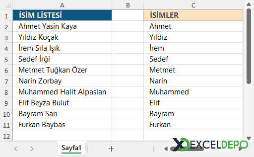 Öncekimetin Formülü Kullanım Örneği Öncekimetin Formülü Kullanım Örneği
